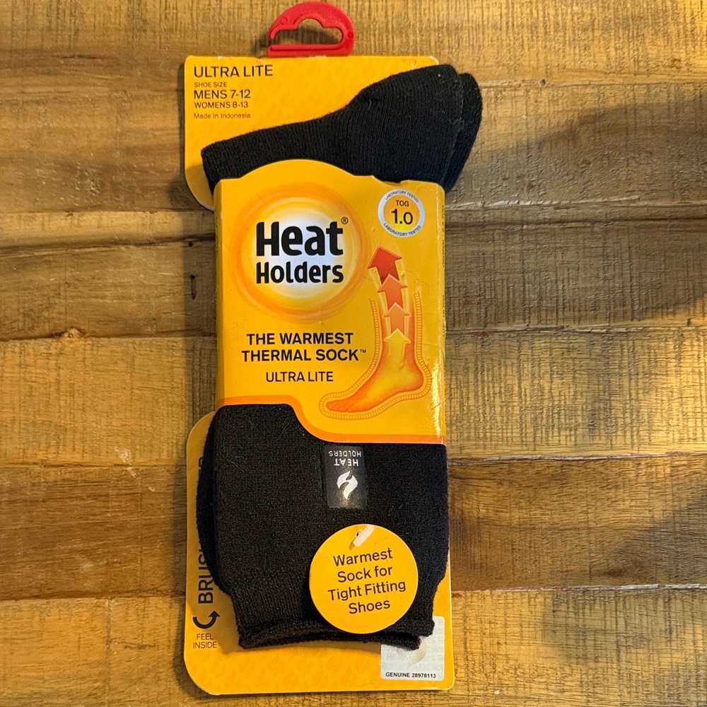 NEW!! Heat Holders Black Thermal Socks for Men or Women Ultra Lightweight